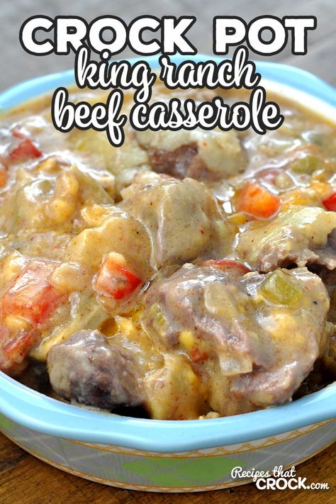 This Crock Pot King Ranch Beef Casserole recipe is an adaptation of the chicken version of this recipe. This casserole is amazing! You are going to love it! Beef Receips, King Ranch Casserole, Casserole Crockpot, King Ranch Chicken Casserole, King Ranch Chicken, Ranch Chicken Casserole, Crock Pots, Crockpot Casserole, Crockpot Cooking