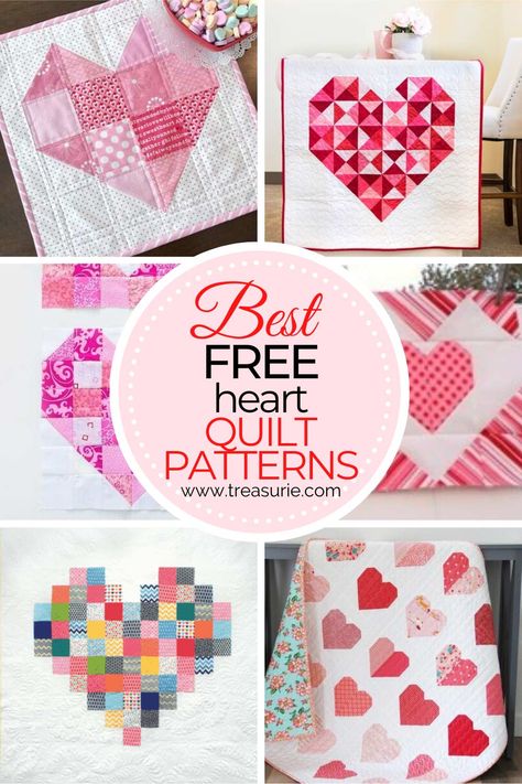 Free Heart Quilt Patterns - 15 of the Best | TREASURIE Patchwork, Easy Quilt Squares, Easy Christmas Quilt Patterns, Heart Quilt Patterns, Texture Craft, Quilt Patterns For Beginners, Craft Paper Flowers, Heart Quilts, Quilt Blocks Easy