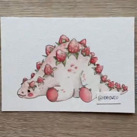 Strawberry Dinosaur, Tea Rex, Fruit Animals, Hybrid Art, Fruits Drawing, Dinosaur Drawing, Cocoppa Wallpaper, Pinterest Diy, Cute Paintings