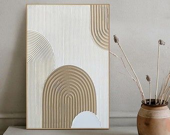 Arch Texture Art, Boho Plaster Wall Art, Boho Textured Wall Art, Minimal Painting Ideas, Interiors Artwork, Arch Painting, 4 Canvas Paintings, Minimal Art Painting, Cuadros Diy