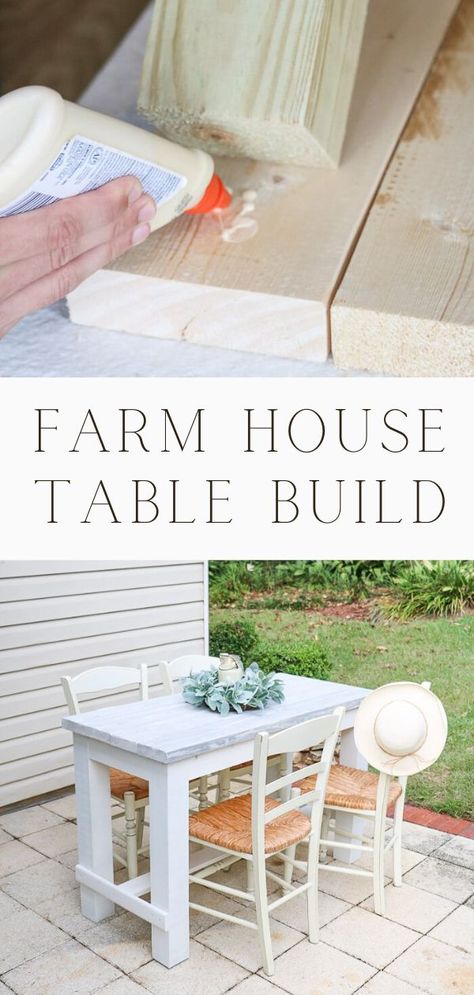 Farm house table build DIY. If you have never built a table before then this is going to be the perfect table to build. Here is a step by step tutorial on how to build a farmhouse table for your dining room, kitchen or patio. This beginner guide is a simple DIY project. This table is a small narrow table but you can adjust the size to a larger one. Lots of pictures and detailed instructions. farm house table plans, farm house table, farmhouse tables to make. How to build a farmhouse table. Farm House Table Plans, Dyi Kitchen Table, Small Farmhouse Table, Square Kitchen Tables, Build A Farmhouse, Diy Farm Table, Farmhouse Table Legs, Small Farmhouse Kitchen, Build A Farmhouse Table