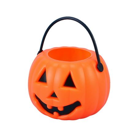 Description These candy buckets are designed as pumpkin shape and manufactured especially for Halloween use. In Halloween, children can take these pails to store large amount of candies. Such a and multifunctional item will deserve your kids favor. They are also suitable as party decoration. Features - Color: Orange. - Material: Plastic. - Size: About 6.8 x 6.8 x 5.3cm. - Top-class and eco-friendly material for safe and long-term use. Lightweight and portable. - Feature pumpkin shape, great as a