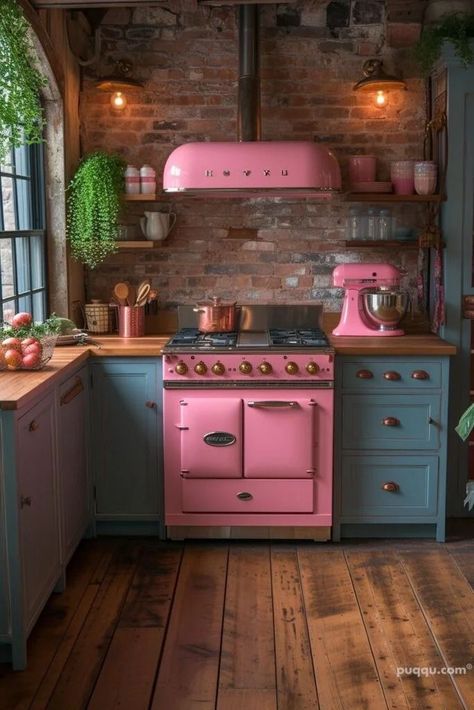 Kitschy Home, Kitchen Aesthetic Vintage, Vintage Kitchen Aesthetic, Kawaii Kitchen, Whimsical Cottagecore, Quirky Kitchen, Kitschy Kitchen, Kitchen Aesthetic, Boho Kitchen