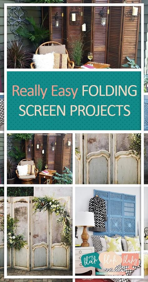 Decorative Folding Screen, Dressing Screen Ideas, Folding Screen Decor, Repurpose Room Divider Screen, Diy Dressing Screen, Folding Screen Room Divider Ideas, Dressing Screen Diy, Diy Folding Screen Room Dividers, Diy Screen Divider