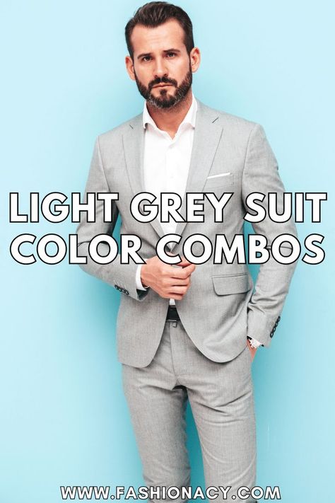 Light Grey Suit Men, Color Combos Grey Suit Shirt And Tie Combinations, Grey Suits For Men Color Combos, Gray Suit Shirt Color Combos, Light Grey Suit Men Combination, Men’s Grey Suit Outfit, Light Grey Suit Men Color Combos, Light Grey Suit Combinations, Gray Sports Coat Outfit Men, Light Gray Suits For Men