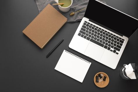 Top view of workspace with agenda and la... | Free Photo #Freepik #freephoto #paper Moodboard Poster, Laptop Layout, Desk Top View, Ganesha Wallpaper, Laptop Photography, Linkedin Cover, Iphone Wallpaper Clock, Apple Store Gift Card, Leather Handbag Patterns