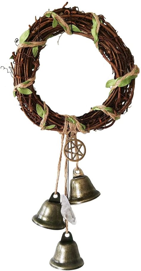 Amazon.com: Witch Bells for Door Knob Protection, Witch Mascot Garland Witchcraft Supplies, Sorceress Herb Bell Wreath, Magic Wicca Charm Wind Chimes Gift for Home Garden Courtyard Decor & Protection(Crystal) : Home & Kitchen Blessing Witchcraft, Wiccan Runes, Bells For Door, Courtyard Decor, Wind Bells, Bell Wreath, Witch Bells, Hanging Witch, Wiccan Crafts