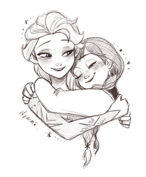 Elsa And Anna Cartoon, Frozen Tattoo, Fantastic Drawing, Elsa Drawing, Frozen Drawings, Sisters Drawing, Easy Disney Drawings, Frozen Art, Anna Disney