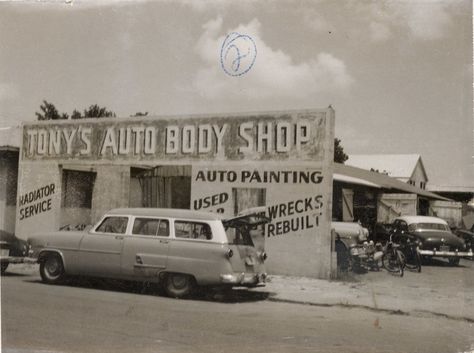 Key West Photos, Car Repair Shop, Auto Body Repair Shops, Shop Architecture, Vintage Mechanics, Auto Body Shop, Old Key, Auto Body Repair, Vintage Key