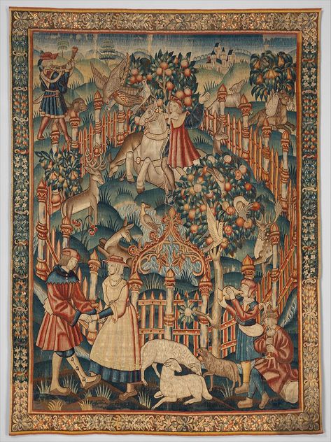 Hunting with a Hawk (from the Hunting Parks Tapestries) | South Netherlandish | The Metropolitan Museum of Art Medieval Clothing, Medieval Tapestry, Medieval Manuscript, Tapestry Art, Antique Textiles, Moyen Age, Medieval Art, Metropolitan Museum Of Art, Metropolitan Museum