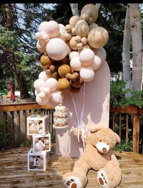 Foto Gender Reveal, Bear Baby Shower Theme, Valentines Baby Shower, Idee Babyshower, Baby Birthday Decorations, Baby Boy 1st Birthday Party, Teddy Bear Birthday, Baby Shower Theme Decorations, Baby Shower Deco