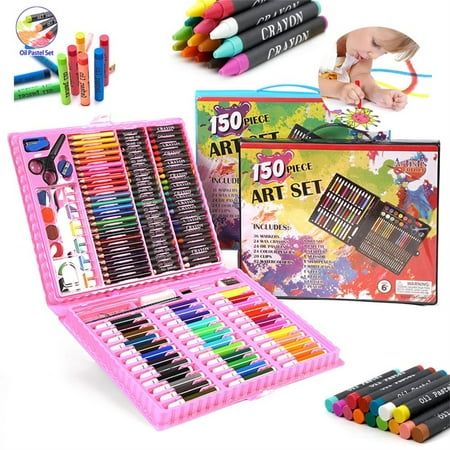 Product description Casewin 150pcs Artist Art Drawing Sets, Colored Pencil Drawing Art Marker Pen Set With Crayon Oil Paint Brush Drawing Professional Art Set Gift for Children Kids. Designed to encourage creativity and imagination for the little ones, this complete craft art stationery set will keep them busy for hours. Features: 150 Piece kids arts and crafts set Contains: 24 Crayons, 24 Oil Pastels, 36 Washable Markers, 24 Mini Coloured Pencils, 12 Watercolour cakes, 20 Paper Clips, Paint Bru Watercolour Cakes, Drawing Professional, Oil Pastel Crayons, Watercolor Pens, Professional Art Supplies, Drawing Kits, Art Sets For Kids, Art Kits For Kids, Pastel Crayons