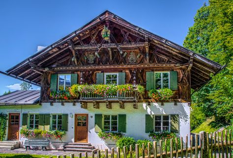 Typical Bavarian house, Ammer Mountains jigsaw puzzle in Street View puzzles on TheJigsawPuzzles.com Bavarian House Exterior, Swiss House Exterior, German Houses Modern, House Exterior Big, Swiss Chalet House Exterior, Bavarian Farmhouse, Bavarian Cottage, Bavarian Architecture, Bavarian House