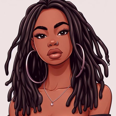 Loc Cartoon Art, Black Women With Locs Art, Dreadlocks Photoshoot, Braid Hair Drawing, Nook Wallpaper, Locs Art, Dark Feminism, Loc Art, Calendar Images