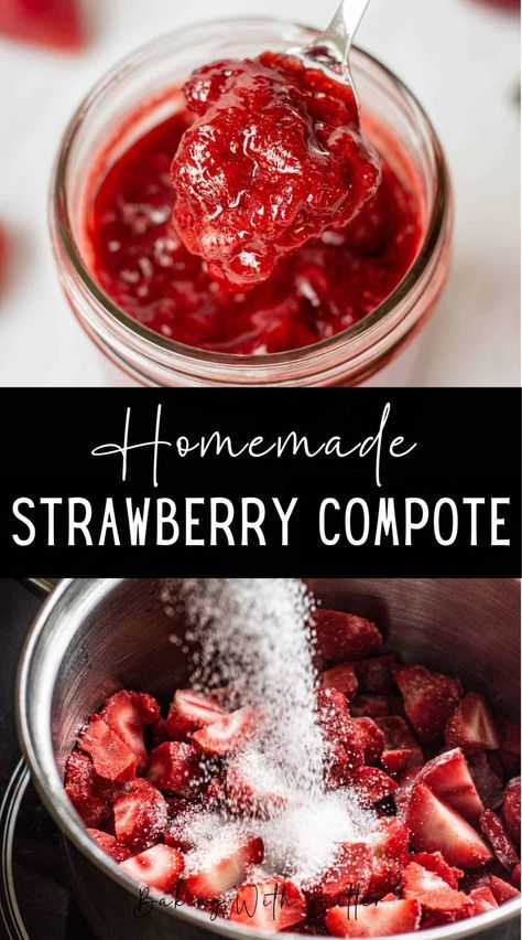 This easy strawberry compote recipe is made with fresh or frozen strawberries and cooked into a thick sauce. It’s a great addition on top of ice cream, french toast, chia pudding, cakes, yogurt, and more. A fruit compote is a term for a chunky fruit sauce, traditionally made without added thickeners. It has much less sugar than strawberry jam. It’s cooked until the excess liquid evaporates and the sauce thickens naturally. Strawberry Compote Recipe, Healthy Gut Diet, Pudding Cakes, Strawberry Cake Filling, Strawberry Cream Cakes, Compote Recipe, Strawberry Compote, Fruit Sauce, Blueberry Compote