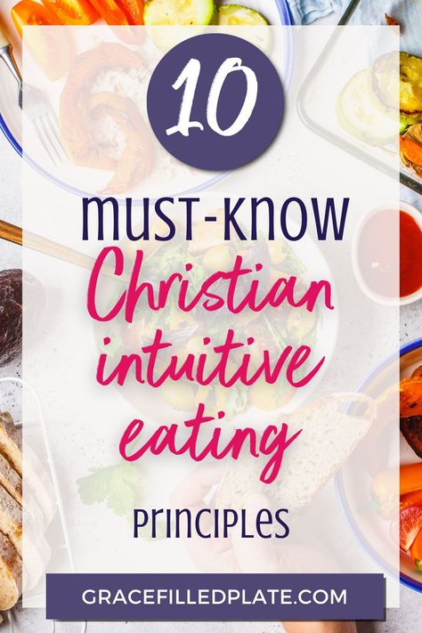 You've been dieting for so long. In fact, you don't even know what your life looks like without a diet. Stressing over food plans is taking up space that you know God wants to occupy with truths from the Bible instead! You've heard about intuitive eating but you're not sure how to get started. In this post, learn about the 10 intuitive eating principles for Christian women and get started on your journey to weight loss obsession today! Intuitive Eating 10 Principles, Biblical Eating, Christian Diet, Bible Diet, Stop Obsessing, Over Weight, Food Freedom, Anti Dieting, Study Scripture