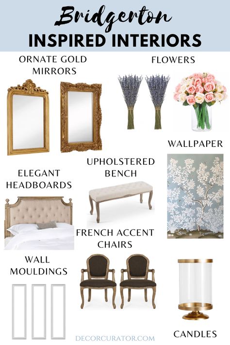 How to Create Bridgerton Inspired Interiors - Decor Curator French Chic Kitchen, Modern Regency Interior, English Cottage Style Kitchen, Bridgerton Room, Bridgerton Home, Bridgerton Decor, Modern Regency, Regency Interior, English Cottage Kitchens