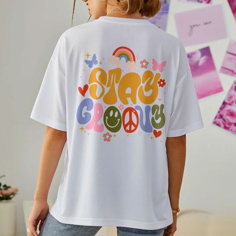 Stay Groovy Check more at https://goosmart.net/product/stay-groovy-trendy-flower-preppy-clothing-summer-inspirational-positive-gift-for-her/ Positive Gift, Trendy Flowers, Meaningful Words, Mix Match, Preppy Outfits, Body Shapes, Casual Style, Colorful Shirts, Loose Fitting