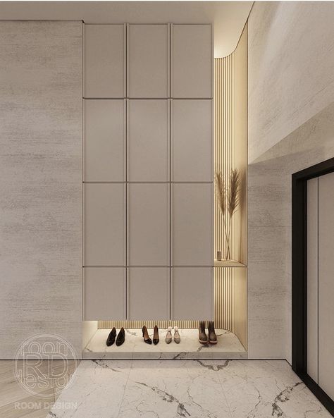 Entrance Shoes Ideas, Entrance Cabinet Design, Entrance Shoe Storage Ideas Modern, Entrance Design Interior Entryway, Foyer Design Modern Entrance, Entrance Shoe Cabinet, Contemporary Foyer, Modern Shoe Storage, Foyer Cabinet