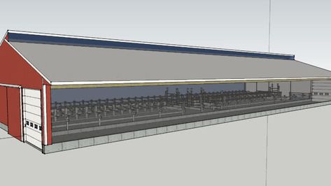 100 cow - 3 row free stall barn with feed alley #barn #dairy_barn #freestall #freestall_barn Cow Farm Design, Dairy Farm Design, Dairy Cow Shed Design, Barn Layout Multi Animal, Cattle Barn Designs, Cow Shed Design, Raising Cows, Poultry Business, Shed Floor Plans