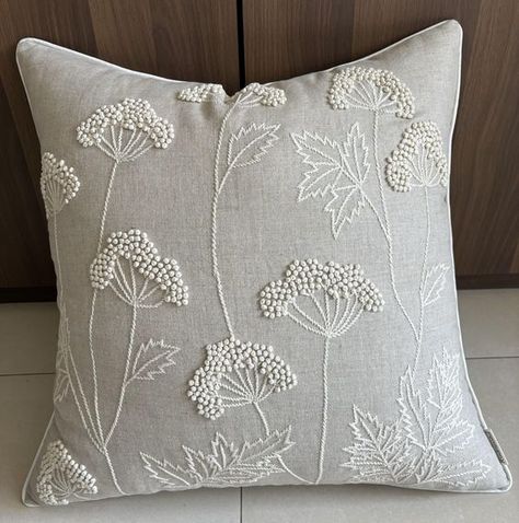 PRICES MAY VARY. 100% Linen FABRIC : Pure linen in natural color. EMBROIDERY : Cotton cream embroidered thread FILLER / INSERT : Not included, pillowcase only SIZE : 20"x20" or 50x50 cm approx. ZIPPER : 16" long CARE : Machine wash, warm iron as needed. Hand crafted by local artisans, this floral embroidered pillowcase will surely look gorgeous on your living room sofa, couch, arm chair. A beautiful valentine gift or gift to newly weds or anniversary, and a must to have it in your home space. Farmhouse Couch, Cross Stitch Cushion, Cushion Embroidery, Hand Embroidered Pillows, Pillow Embroidery, Fringe Pillows, Embroidered Pillowcases, Accent Throw Pillows, Embroidered Cushions