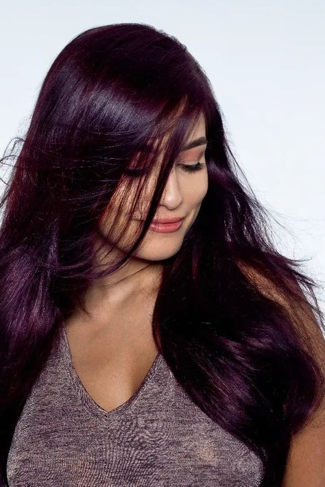 Brown Violet Hair, Deep Violet Hair Color, Hair Dye For Dark Hair, Dye For Dark Hair, Eggplant Colored Hair, Plum Brown Hair, Dark Plum Hair, Purple Red Hair, Purple Red Hair Color