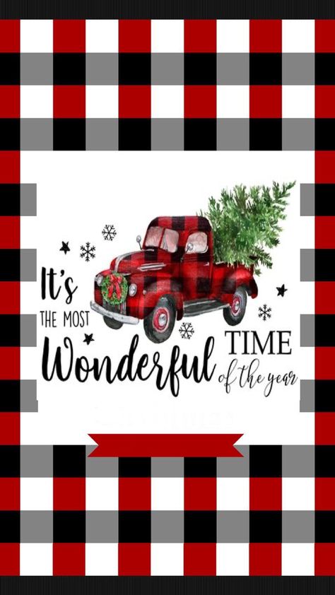 Natal, Red Truck Christmas Tree Wallpaper, Christmas Plaid Wallpaper Iphone, Rustic Christmas Wallpaper Iphone, Christmas Truck Wallpaper, Buffalo Print Christmas Decor, Phone Backgrounds Red, Christmas Phone Backgrounds, Backgrounds Red