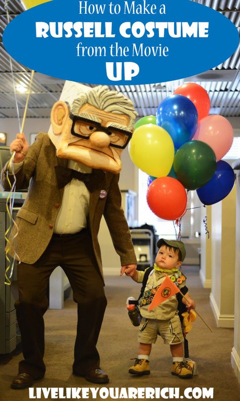 How to Make a Russell Costume from the Movie UP- Easy step-by-step instructions. Making it is much less expensive than buying! Fimo, Russel Costume, Disfraz Up, Russell Costume, Russell Up Costume, Movie Halloween Costume, Up Halloween Costumes, Costume Disney, Up Costume