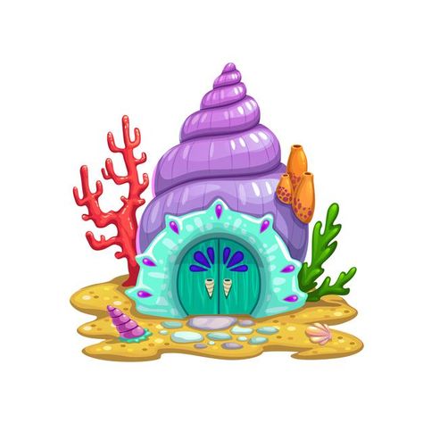 Seashell House, Comic Frame, Pink Blood, Shell House, Balloon Cartoon, House Cartoon, Frog Illustration, Summer Illustration, Vector Icons Illustration