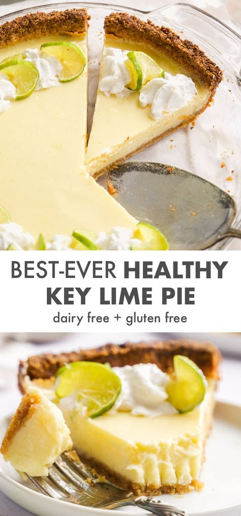 Paleo Key Lime Pie Recipe, Key Lime Pie Aip, Gf Key Lime Pie, Gluten Free Dairy Free Key Lime Pie, Coconut Milk Key Lime Pie, Easy Healthy Pie Recipes, Healthy Key Lime Pie Recipe Greek Yogurt, Gluten Free Dairy Free Pie Recipes, High Protein Key Lime Pie