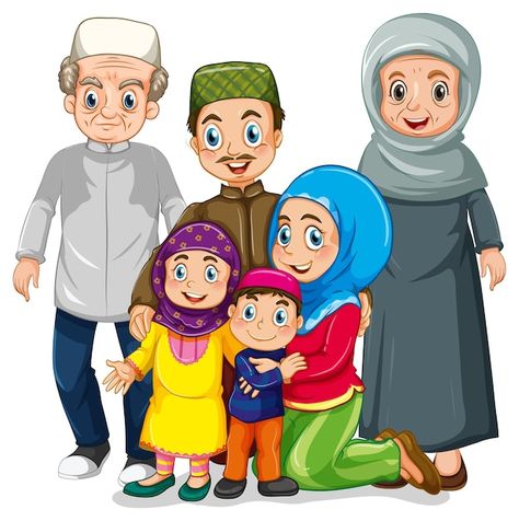 Happy muslim cartoon character | Free Vector #Freepik #freevector #muslim-cartoon #islamic-kids #muslim-boy #islamic-family Muslim Cartoon, Blank Banner, Family Vector, Happy Eid Mubarak, Free Photo Frames, Muslim Kids, Family Cartoon, Sticker Template, Rainbow Background