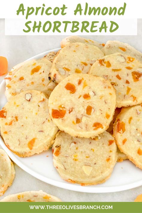 Apricot Pillow Cookies, Apricot Cream Cheese Cookies, Persimmon Cookies Easy, Apricot Cookies Christmas, Recipes With Dried Apricots, Dried Apricots Recipes, Apricot Baking, Savoury Shortbread, Flavoured Shortbread