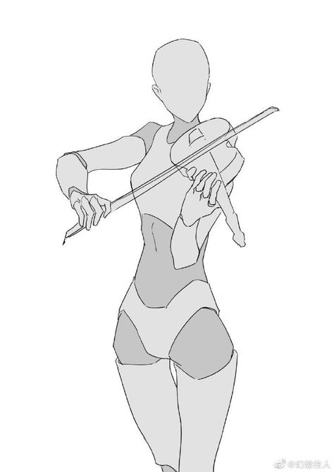 Drawing Reference Poses Instrument, Women Art Pose Reference, Flexible Body Poses, Villain Body Base, Playing Violin Drawing Reference, Holding Instrument Drawing Reference, Villain Reference Poses, Pose Reference Villain, Villain Poses Drawing Reference