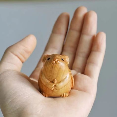 Small Hamster, Craft Desk, Mini Craft, Small Figurines, Mini Figurine, Wooden Sculpture, Animal Ornament, Animal Decor, 귀여운 동물