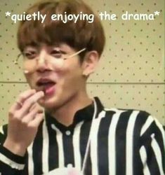 When someone spilled the tea and the K-drama is unfolding 😂🤣🙌🏼✌🏼💜💜💜💜💜💜💜💜💜💜💣 Memes Gretchen, Response Memes, Bts Meme Faces, Bts Memes Hilarious, Kpop Meme, Bts Meme, Funny Kpop Memes, Memes Humor, Funny Face