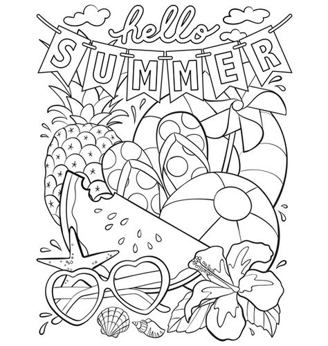 Summer Coloring Pages are great activities for kids to do throughout the summer months. Here are 3 of the best places to find printables for kids. Summertime Coloring Pages, Free Summer Coloring Sheets, Hello Summer Coloring Pages, Summer Coloring Pages Free Printable Preschool, Summer Colouring Page, Beach Coloring Pages Free Printable, Summer Coloring Sheets Free Printable, Summer Colouring Sheets, Tropical Coloring Pages