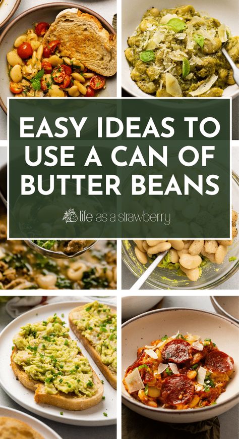 A can of butter beans is our weeknight secret weapon. Turn simple canned beans into a quick, delicious meal with this recipe collection! Featuring our best butter bean recipes for soup, stew, one pot meals, avocado toast, and more. Includes butter beans recipe FAQs, tips for buying canned beans, and more. Each recipe in this collection includes step by step photos and plenty of notes to help you make substitutions or adjustments. Find your new favorite way to use butter beans in this roundup! Quick Butter Beans Recipe, Tinned Beans Recipes, Beans Pasta Recipes, Butter Bean Recipes Healthy, Butter Beans And Rice, Main Dish Bean Recipes, Greek Butter Beans Recipe, Recipes With Butter Beans, Butter Beans Recipes