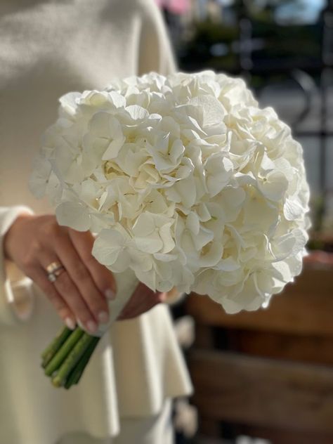 Classic Modern Wedding Florals, Bridal Bouquet Hydrangea And Peonies, Bouquet Hydrangea White, Bridal Flowers Hydrangea, Hydrangea White Wedding, Timeless Wedding Head Table, Simple Classic Wedding Bouquet, Unique White Flower Bouquet, White Peony Bouquet Wedding Hydrangeas