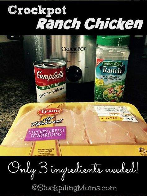 Crockpot Ranch Chicken is amazing and you only need 3 ingredients! Crockpot Ranch Chicken, Ranch Chicken Crockpot, Ranch Chicken Recipes, Crock Pot Food, Fantastic Recipes, Crockpot Dishes, Ranch Chicken, Crock Pot Slow Cooker, Crock Pot Cooking