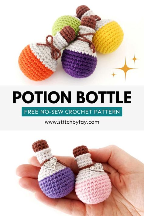 Crochet Small Cute Things, Crochet Plush For Beginners, Fun Knitting Patterns Free, Fall Crochet Keychain Pattern, Potion Bottle Crochet Pattern, Halloween Crochet Keychain Pattern, Halloween Keychains Crochet, Crochet Centerpiece Pattern Free, Super Quick Crochet Gifts