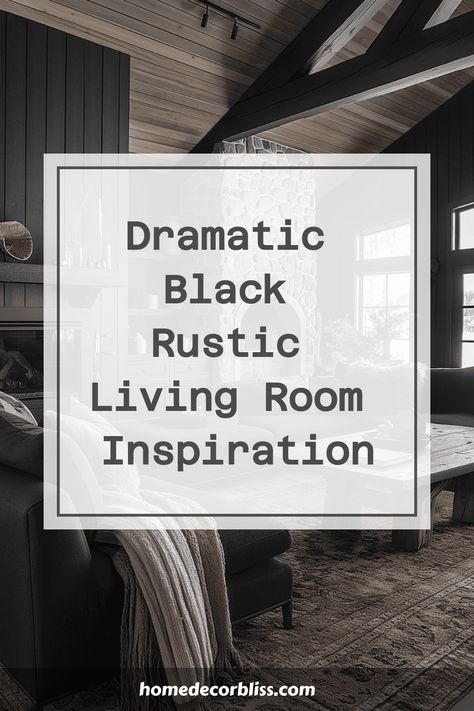 Discover the perfect blend of drama and rustic charm with this stunning black-themed living room inspiration. Embrace bold, dark hues highlighted by natural textures for a striking yet cozy look that's sure to impress guests. Elevate your space with elegant decor and furniture pieces that create a unique atmosphere of sophistication and warmth. Whether you're a fan of modern design or traditional style, this inspiration will guide you in transforming your living room into a captivating masterpie Black Rustic Living Room, Dark Rustic Living Room, Dark Grey Walls Living Room, Dark Furniture Living Room, Farmhouse Color Scheme, Modern Industrial Living Room, Masculine Living Rooms, Grey Walls Living Room, Farmhouse Family Rooms