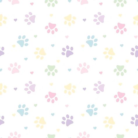 Paw Print Background, Paw Background, Heart Pattern Background, Paw Wallpaper, Kawaii Background, Pet Spaces, Paw Pattern, Kawaii Sanrio, Pastel Pattern