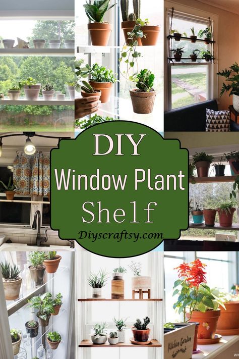 Plants Over Window Living Rooms, Hanging Window Shelf For Plants, Window Stand For Plants, Bay Window Plant Display Ideas, Plant Shelf Over Kitchen Sink, Plant Rod Window, Diy Garden Window Kitchen, Kitchen Shelves For Plants, Plant Shelves Over Window