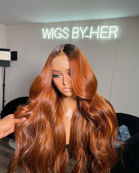 𝑯𝑬𝑹. on Instagram: "Perfect color for the fall😍. #WIGSBYHER" Ginger Microlinks, Ginger Hair Dark Roots, Ginger Hair With Dark Roots, Olive Oil Hair, Chestnut Hair Color, Ginger Hair Color, Closure Wigs, Virgin Hair Wigs, Remy Human Hair Wigs