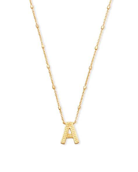 No need to spell it out...The Letter A Pendant Necklace in Gold is sure to be a new favorite. Featuring your initial, or your bestie’s, or your crush's (we won’t tell), wear a personalized reminder designed with our signature etched detail. Letter Pendant Necklace Kendra Scott, Kendra Scott Letter Necklace, Letter A Jewelry, Kendra Scott Initial Necklace, Gold A Necklace, A Pendant Letter, A Necklace Letter, Necklaces Kendra Scott, Letter A Necklace