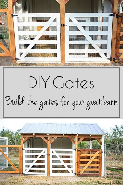 Goat Barn Doors, Goat Tractor Diy, Goat Pen Gate, Goat Stalls Diy, How To Build A Goat Pen, Small Farm Animals To Raise, Easy Diy Goat Pen, Diy Goat Enclosure, Goat Incloser