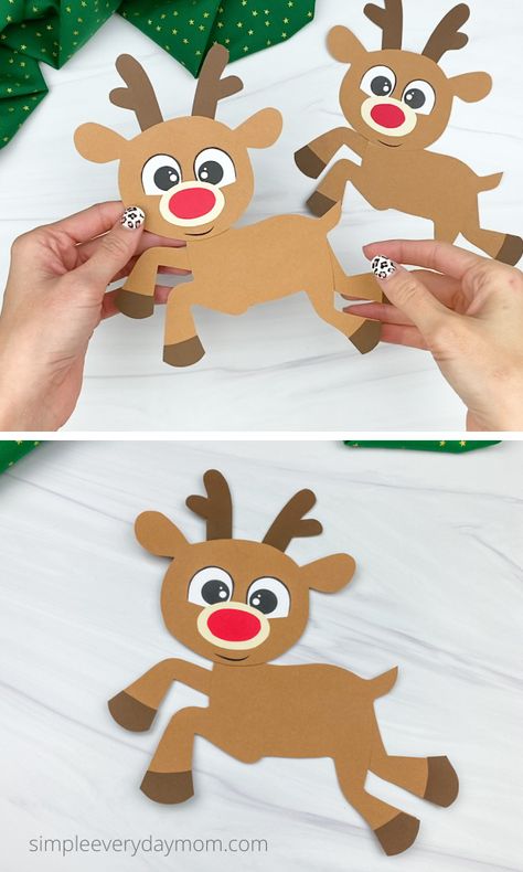 Reindeer Paper Plate Craft, Kids Paper Christmas Crafts, Kids Reindeer Crafts, Reindeer Ornaments Diy For Kids, Christmas Activities For Kindergarteners, Christmas Craft 1st Grade, Reindeer Hats For Kids, Rudolph Christmas Decor, Rudolph Crafts For Kids