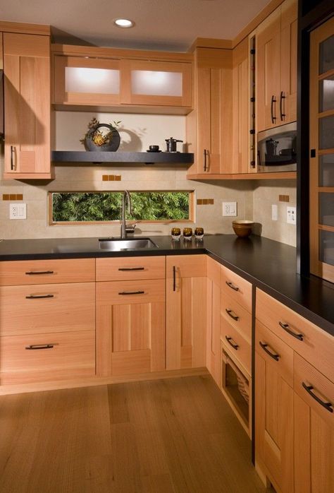 Elegant Wooden Kitchen 25 #kitchenfurniture #wooden #kitchen #furniture Asian Kitchen Design, Contemporary Wooden Kitchen, Modern Wooden Kitchen, Cabinet Colours, Long Narrow Kitchen, Model Dapur, Wooden Kitchen Cabinets, Grill Outdoor, Porch Outdoor