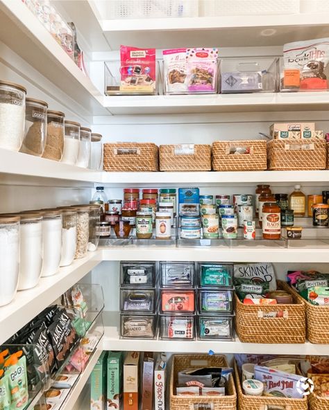 😍 Loving the mix of organizing products in this pantry and how perfectly each grouping fits on the shelves (not an accident – we all come armed with tape measures!). These Marie Kondo baskets and canisters paired with the clear acrylic really make this space look amazing + it's super functional for this busy family. 🛍️Shop your screenshot with the #ShopLTK app, but measure first to make sure everything will fit! @liketoknow.it #afreshspace #LTKhome #LTKunder50 #LTKRefresh #liketkit Tea Storage Ideas, Tea Organization Storage, Pantry Goals, Pantry Organization Hacks, Kate Marker Interiors, Organizing Products, Clear Storage Bins, Tea Organization, Tea Bag Organizer