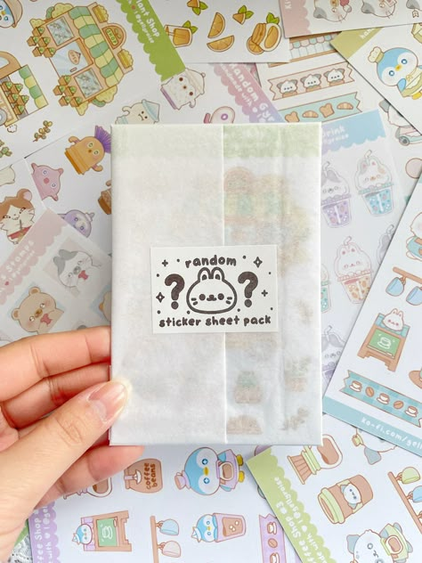 Random Sticker Sheet Pack | Mystery Sticker S Sticker Sheet Packaging, Sticker Sheets Aesthetic, Aesthetic Sticker Sheet, Small Business Stickers, Store Inspiration, 동화 삽화, Packaging Ideas Business, Planner Notepad, Artist Alley